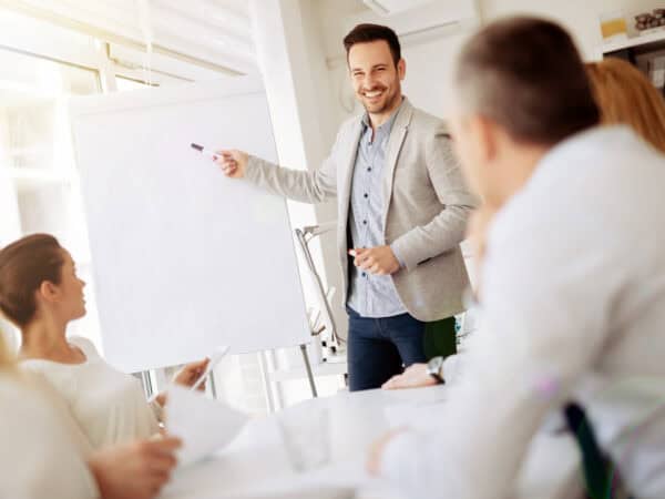 Lecture and training in business office for white collar colleagues