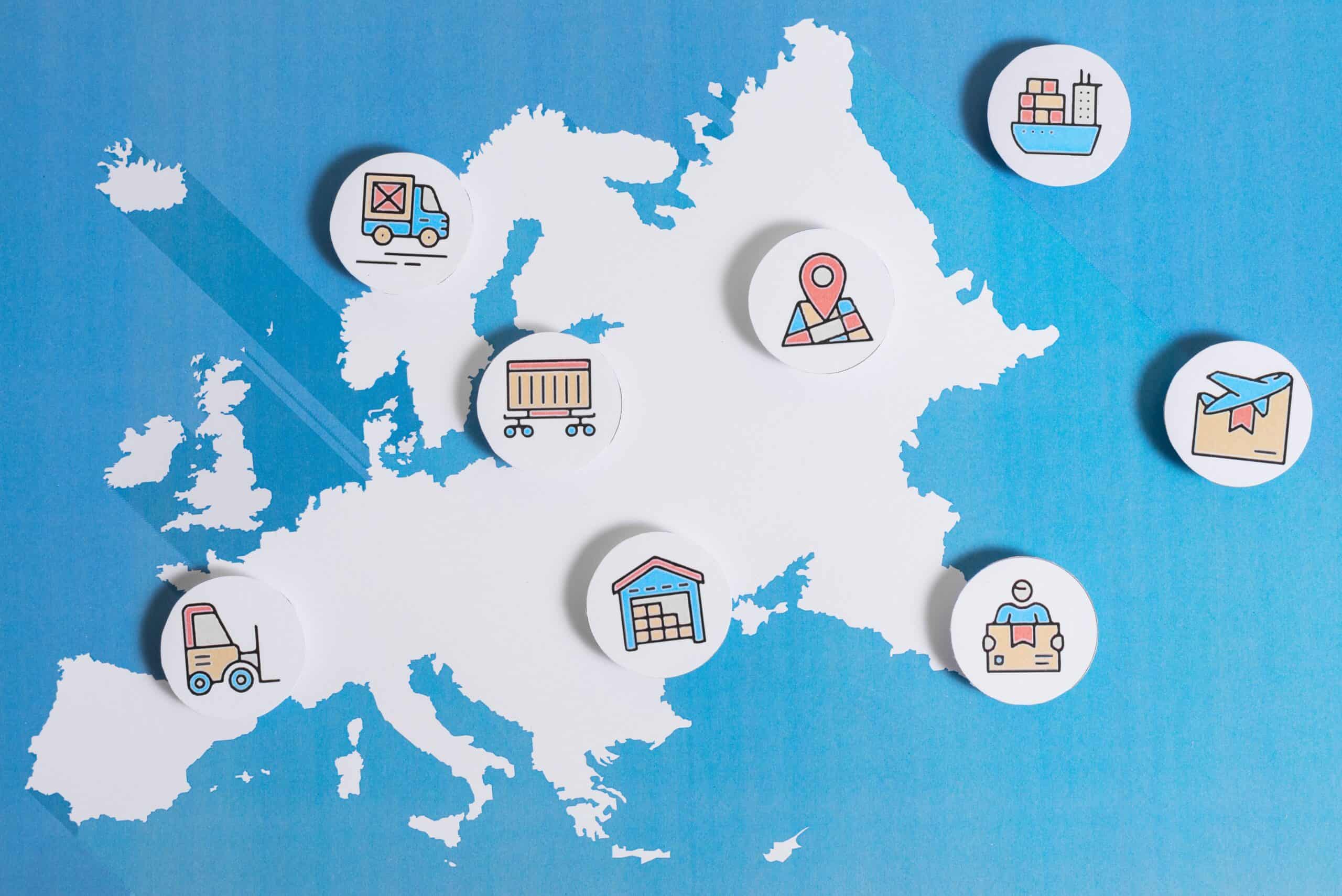Illustration Supply Chain Landkarte mit Zulieferern